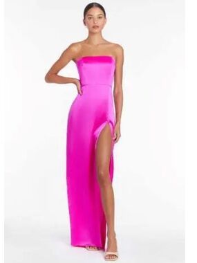 Amanda Uprichard Mandy Bright Fuchsia Strapless Satin Gown